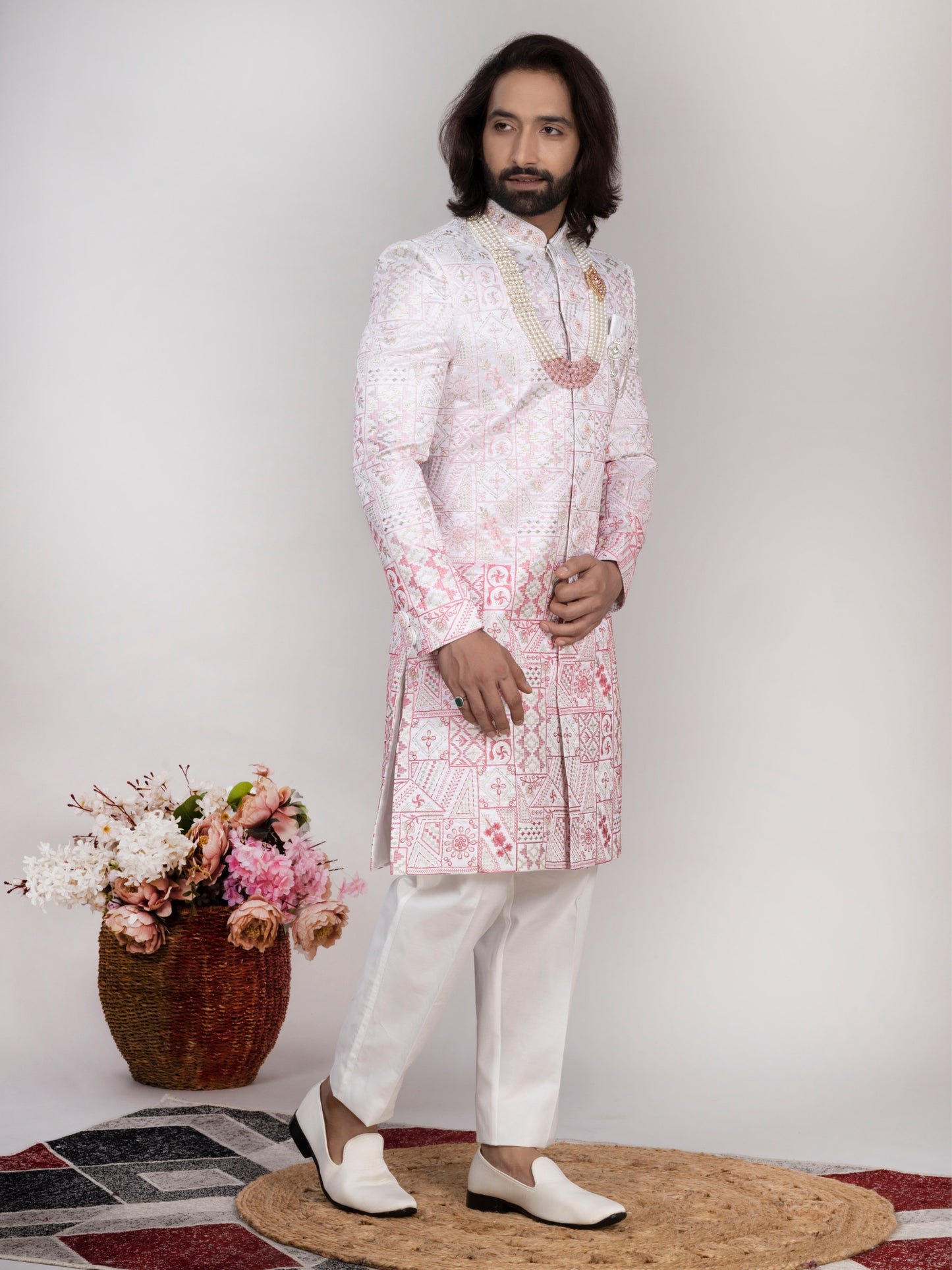 RAXON Dupion Silk Indo Western Suit Designer Wedding Outfit