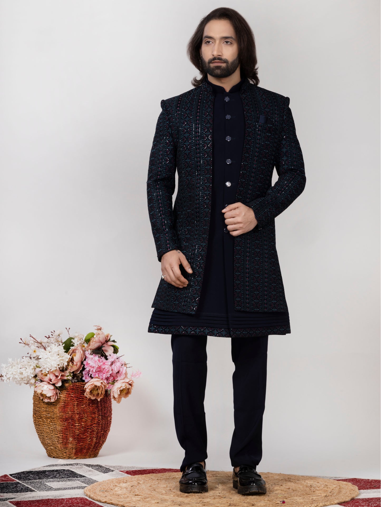 Premium Velvet 3-Piece Open Indo Western