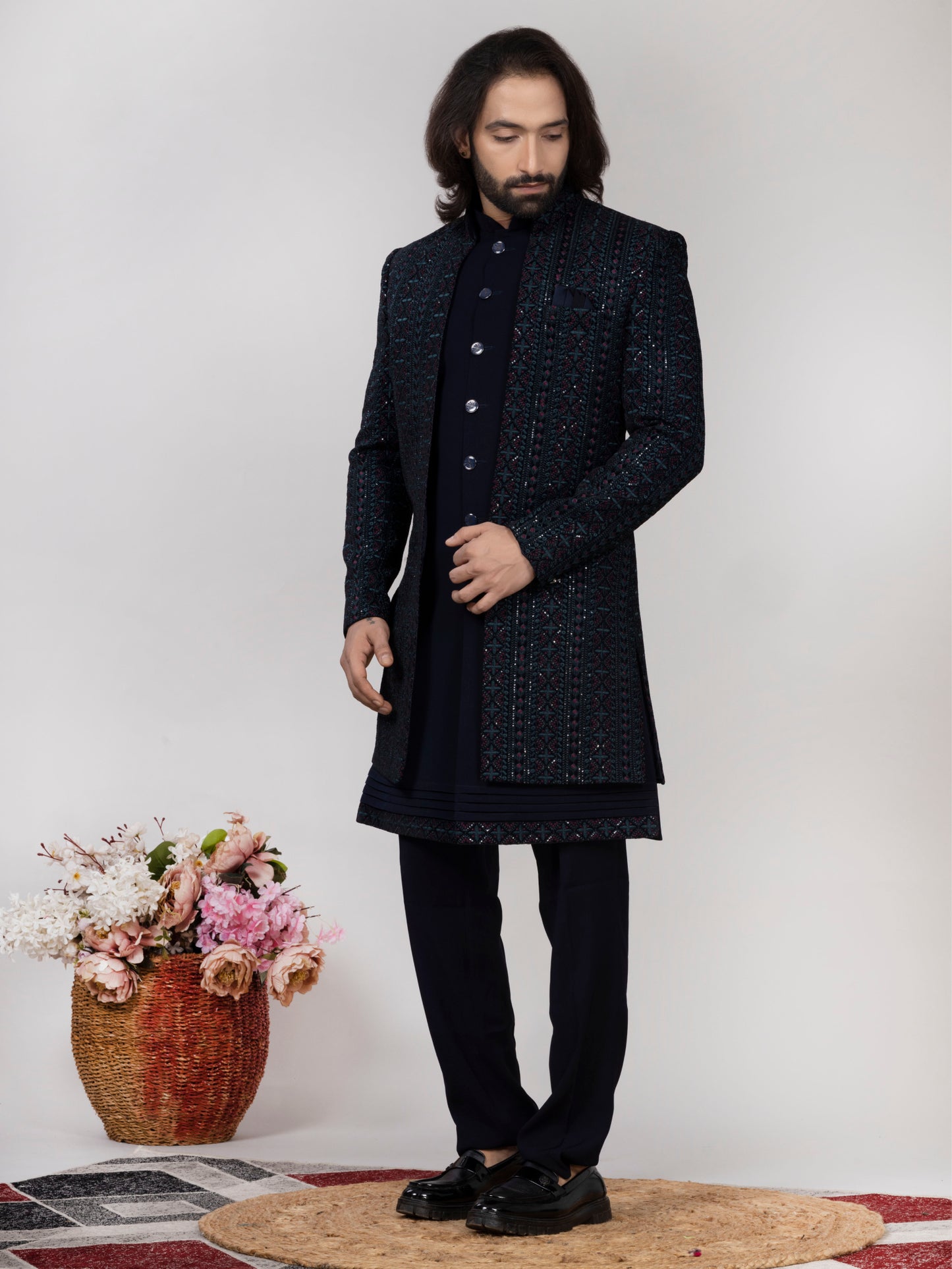 Premium Velvet 3-Piece Open Indo Western