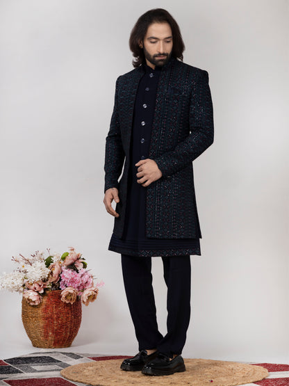 Premium Velvet 3-Piece Open Indo Western