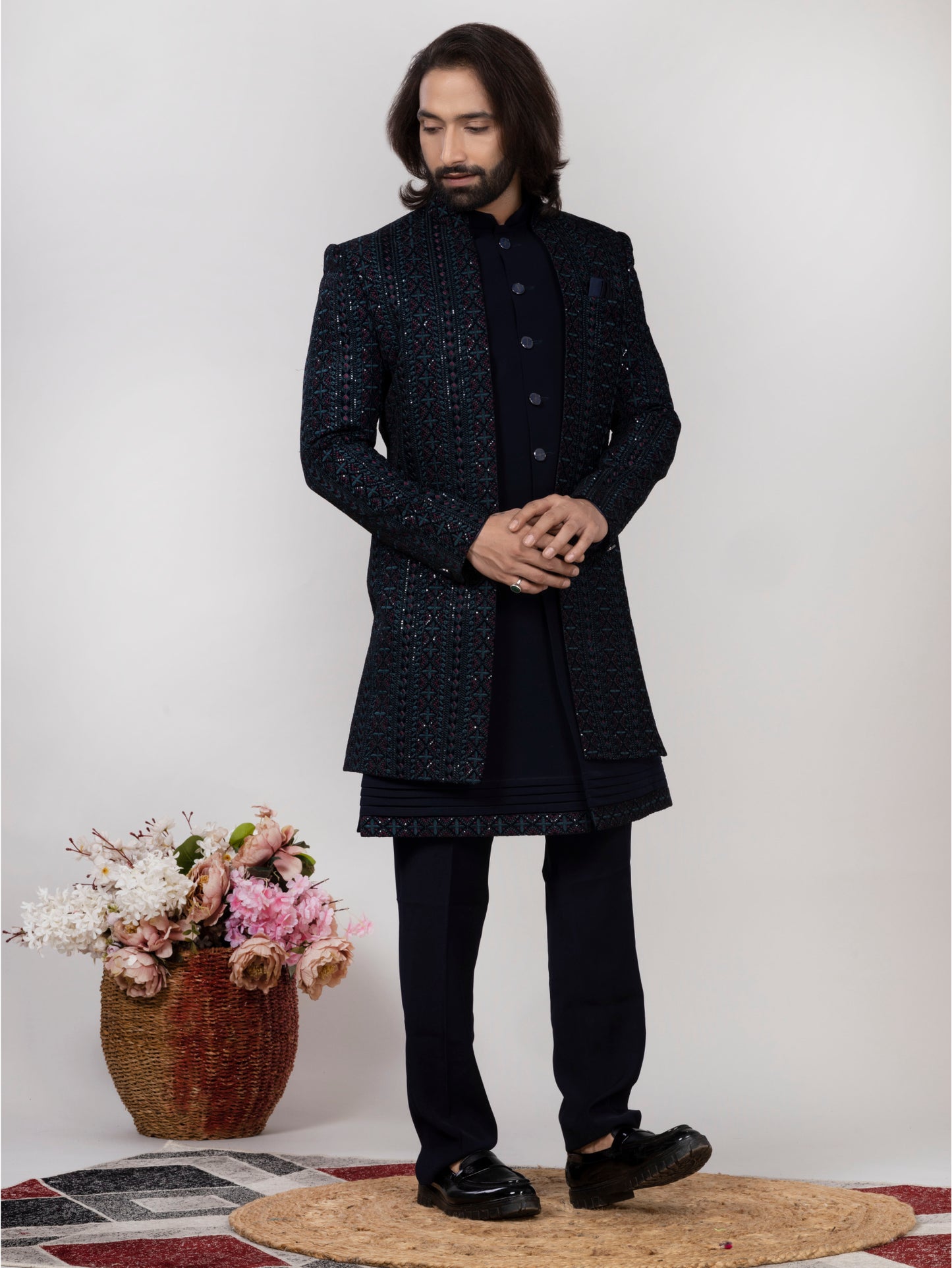 Premium Velvet 3-Piece Open Indo Western