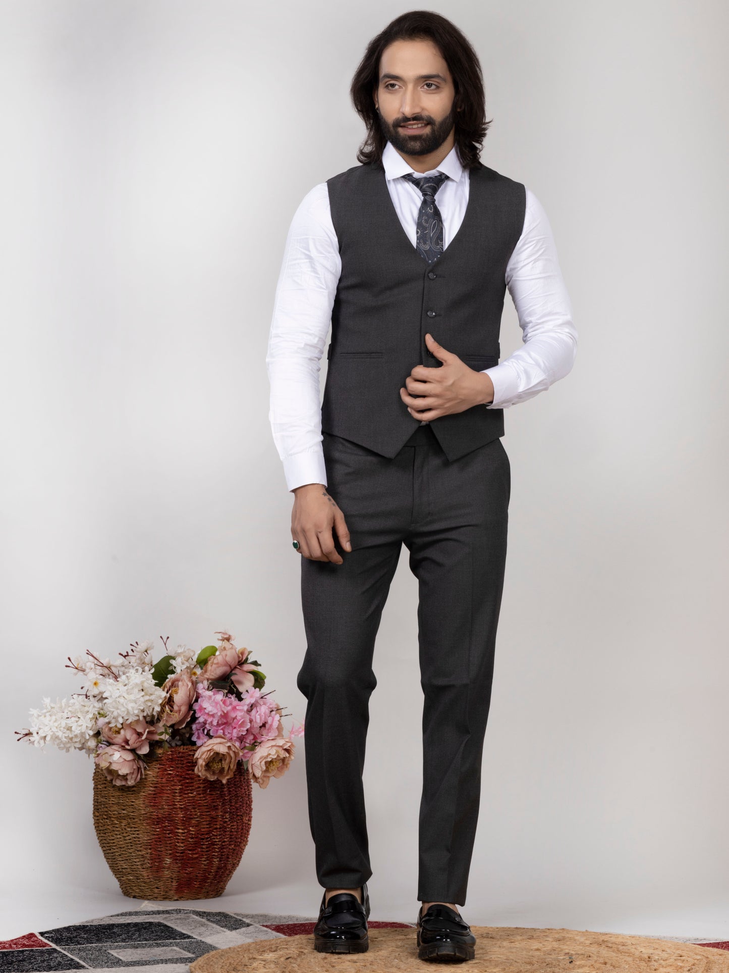 Grey Imported Woolen 3-Piece Suit
