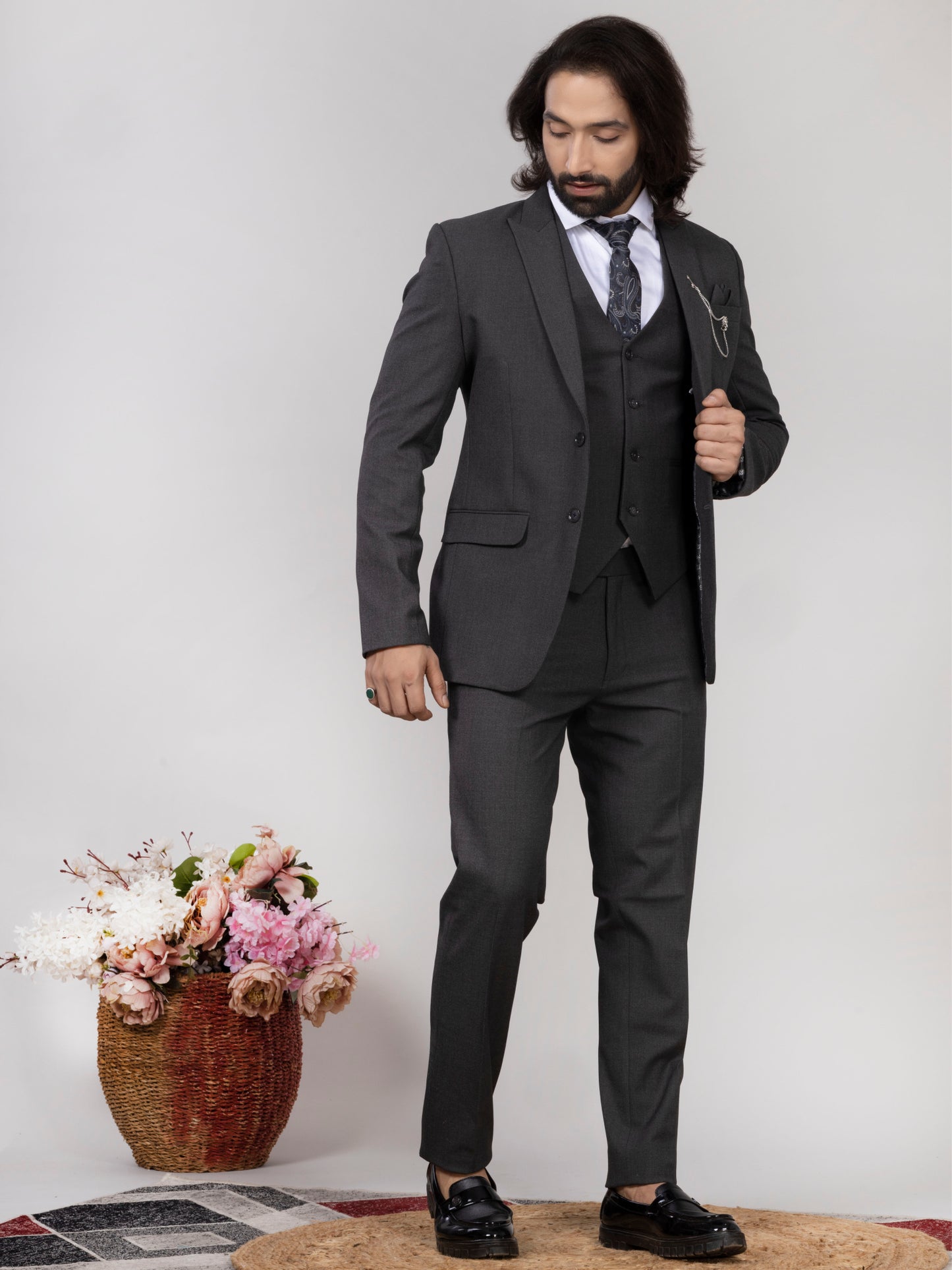 Grey Imported Woolen 3-Piece Suit