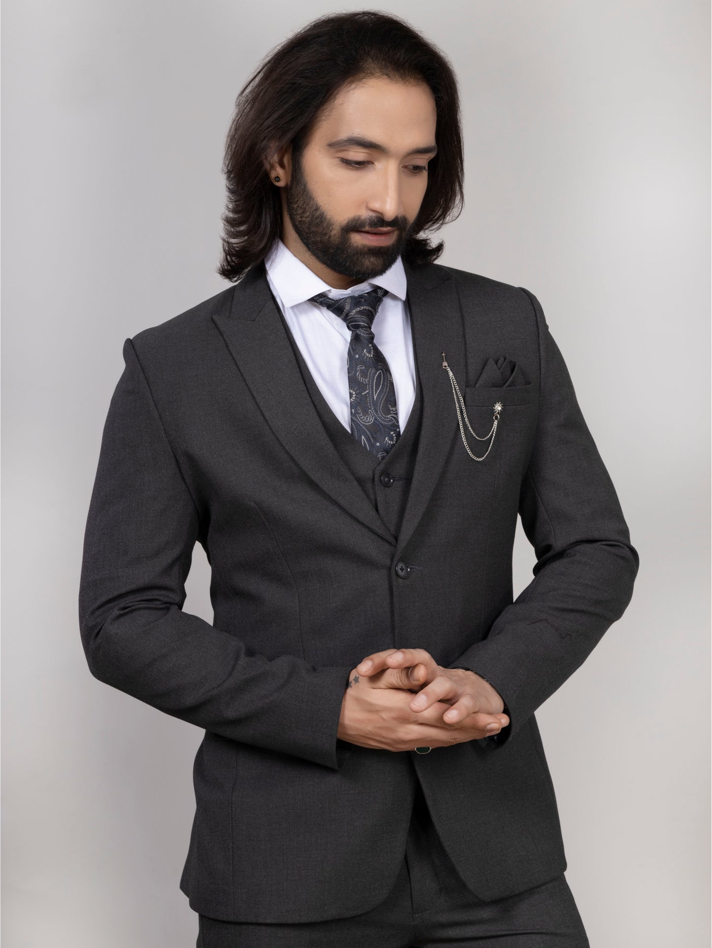 Grey Imported Woolen 3-Piece Suit