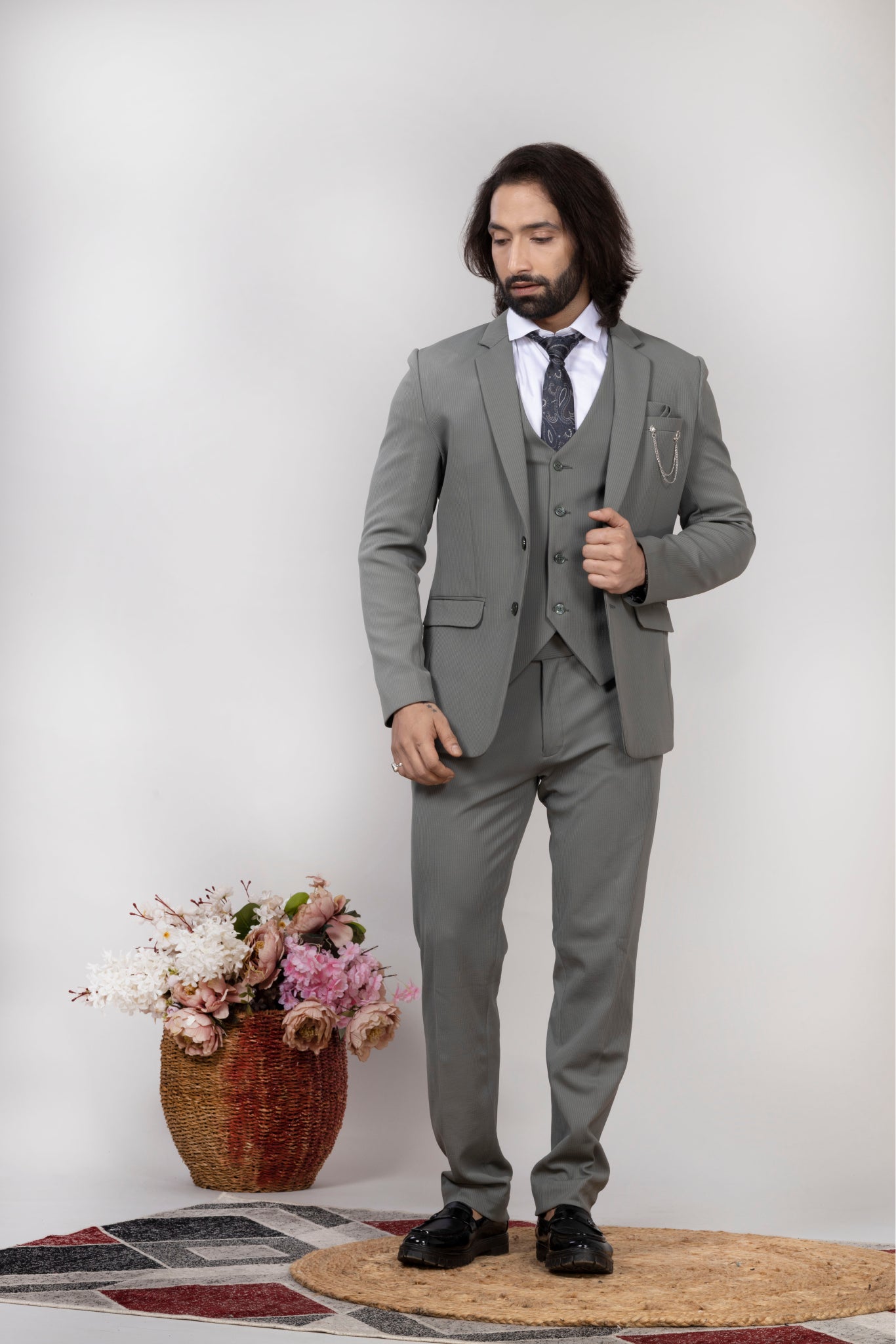 Ash Grey 3-Piece Men’s Suit