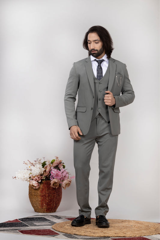 Ash Grey 3-Piece Men’s Suit