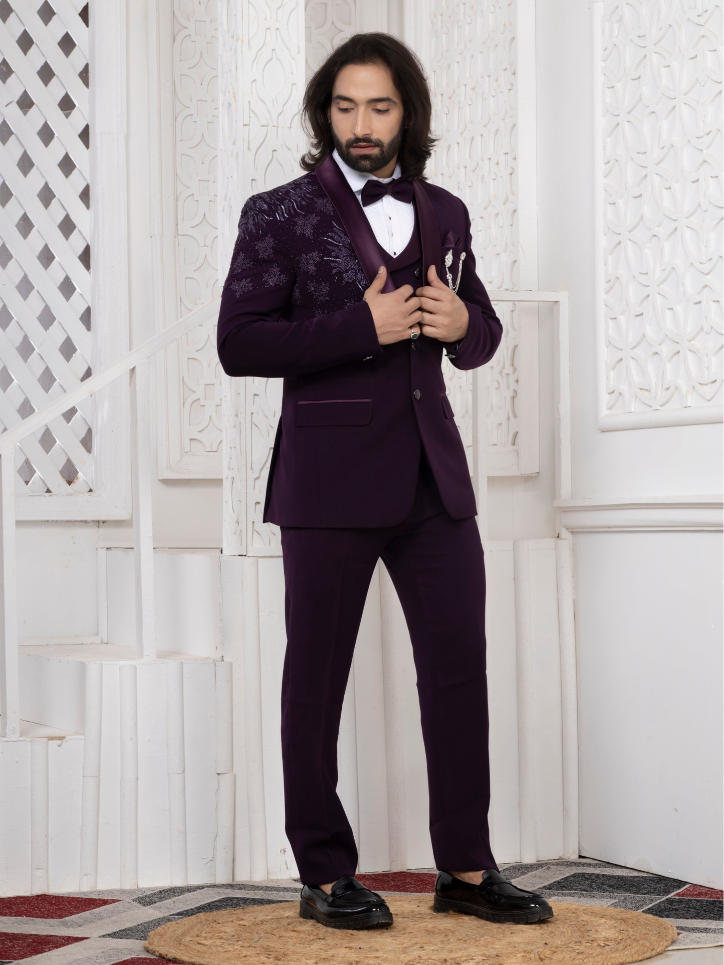 Purple Armani Tuxedo Suit for Wedding