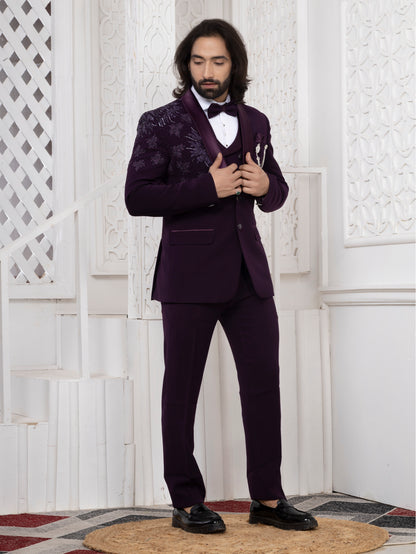 Purple Armani Tuxedo Suit for Wedding