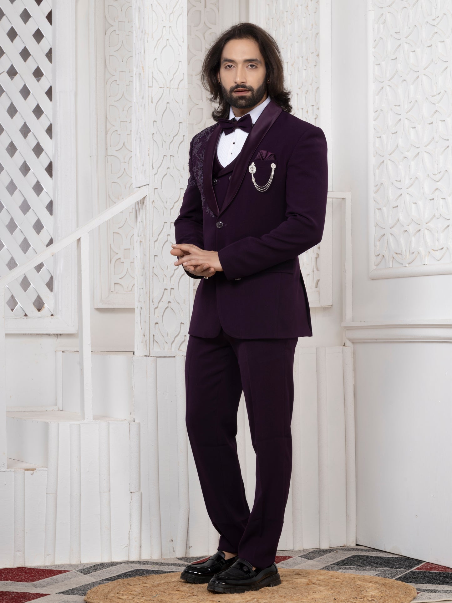 Purple Armani Tuxedo Suit for Wedding