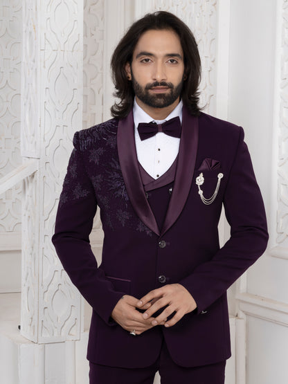 Purple Armani Tuxedo Suit for Wedding