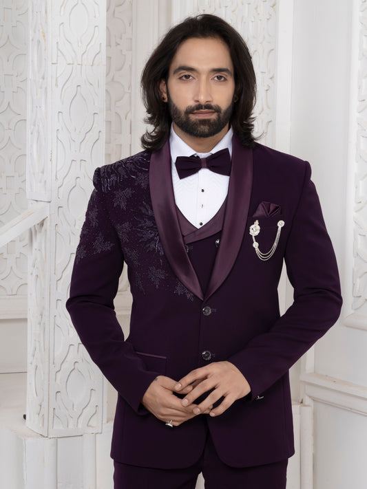 Purple Armani Tuxedo Suit for Wedding