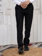 Black Jacquard Premium Bandhgala Suit with Metal Chain Detail