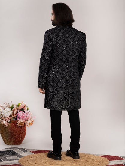 Black Sequence Indo-Western Suit