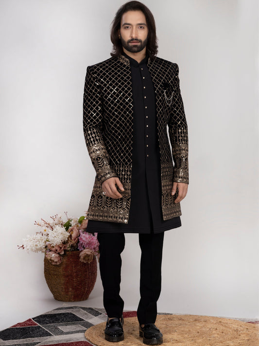 Black Velvet Indo Western 3PC