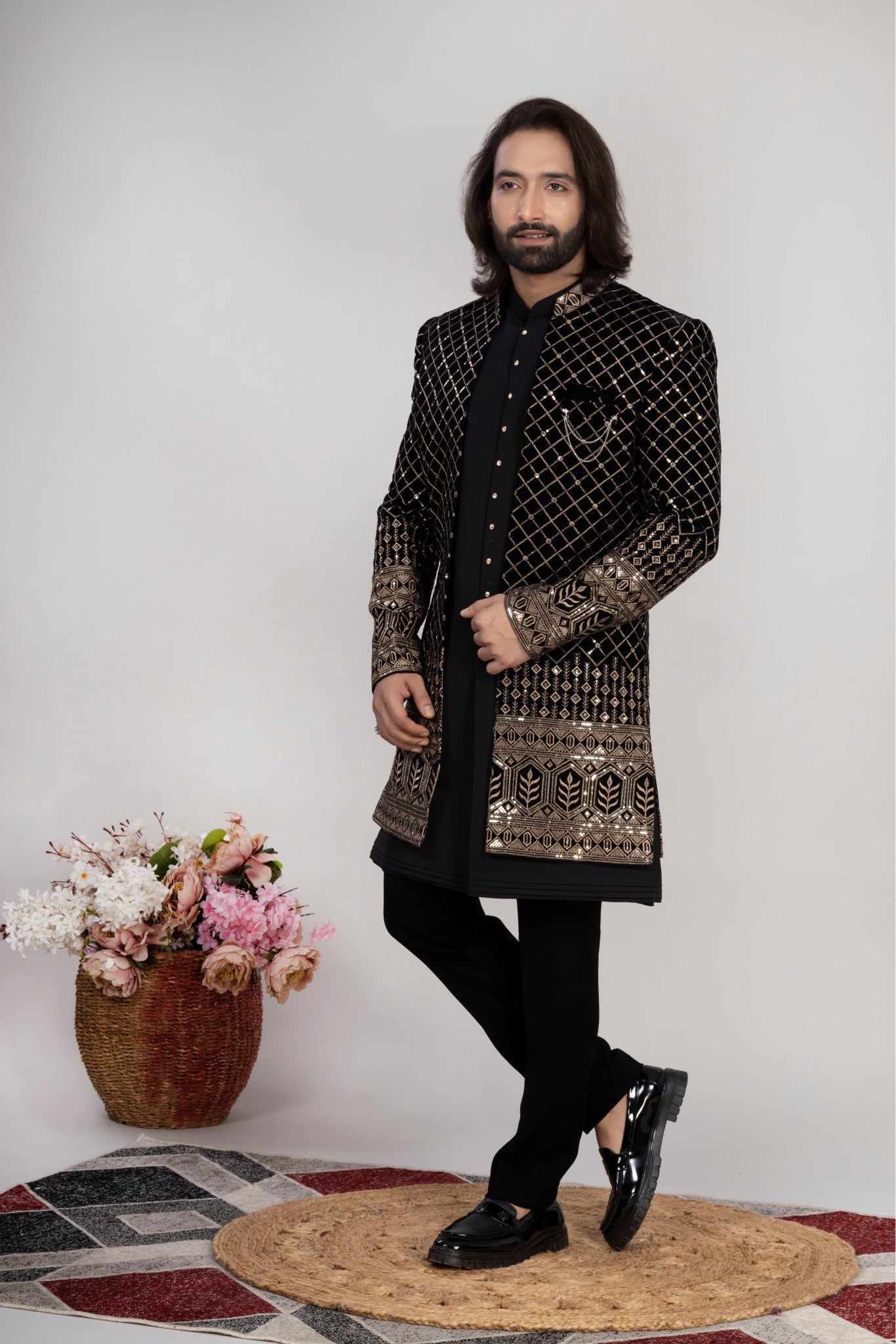 Black Velvet Indo Western 3PC