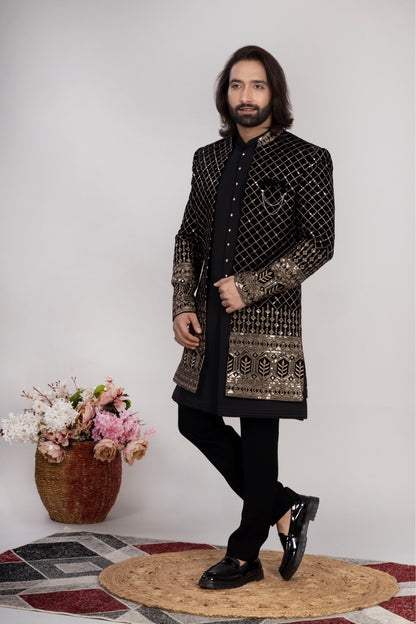 Black Velvet Indo Western 3PC