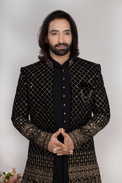 Black Velvet Indo Western 3PC