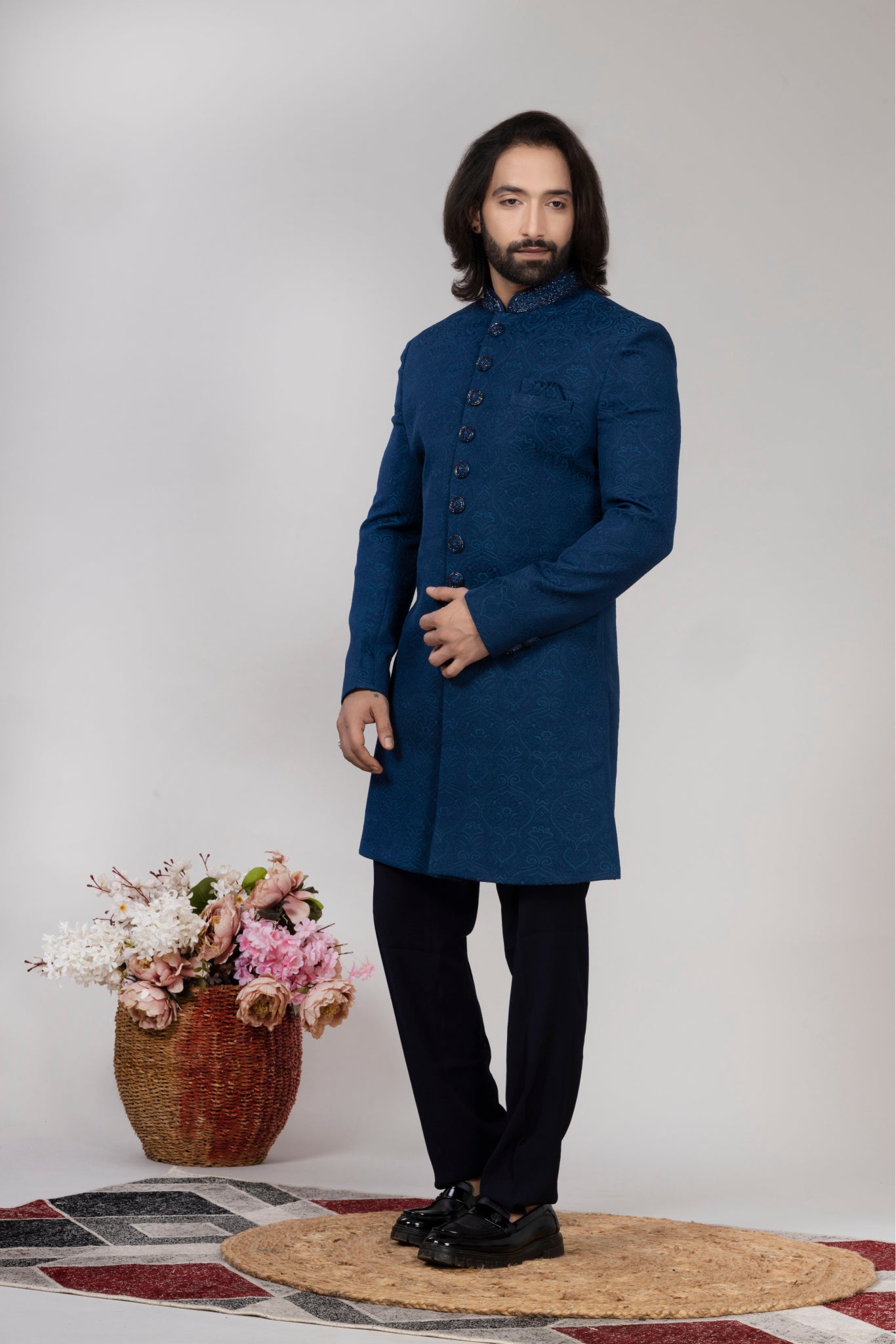 Peacock Blue Indo Western