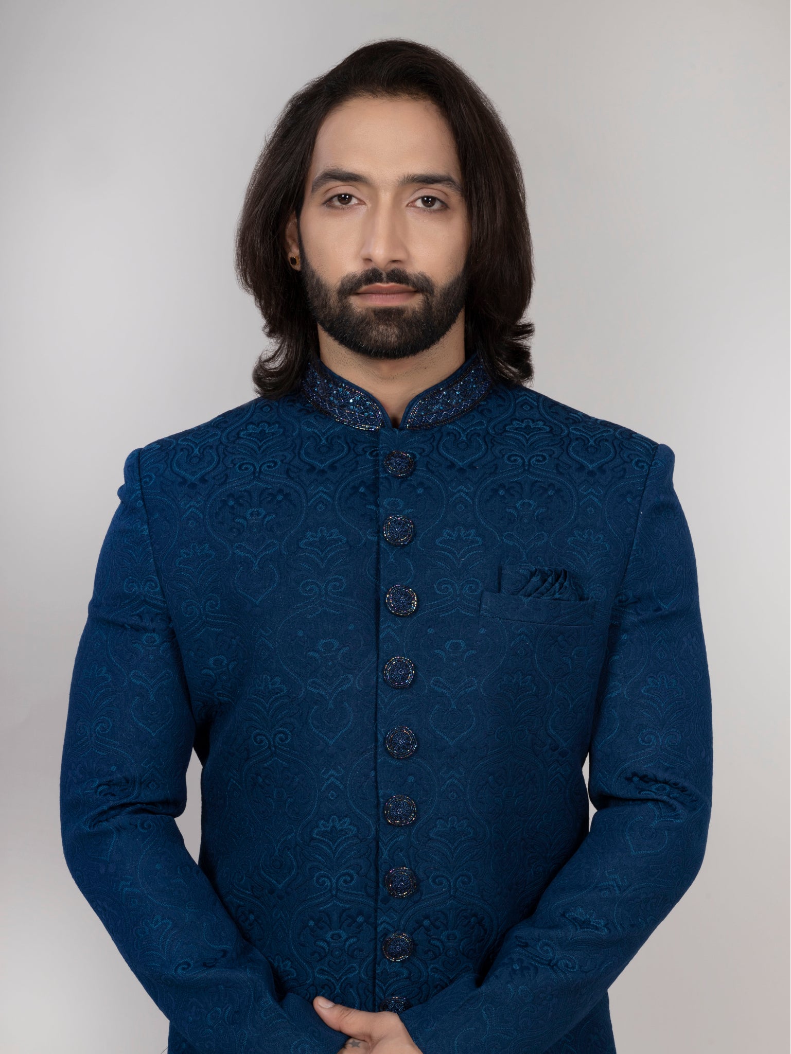 Peacock Blue Indo Western