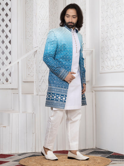 Dupion Silk Open Indo Western with Kurta & Designer Jacket