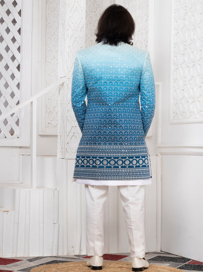 Dupion Silk Open Indo Western with Kurta & Designer Jacket