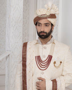 Raxon Men's Light weight premium Ivory Groom Sherwani