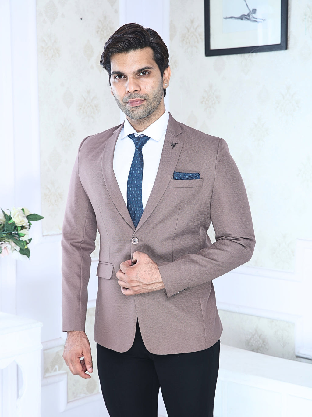 Men’s Premium Textured  Blazer – Regular Fit Formal Party Wear Coat