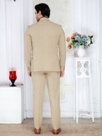 Beige Linen Texture 2 Piece Suit for Men
