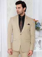 Beige Linen Texture 2 Piece Suit for Men