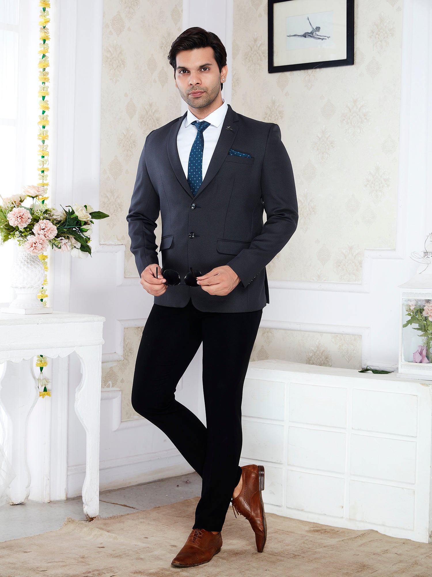 Men’s Premium Textured  Blazer – Regular Fit Formal Party Wear Coat