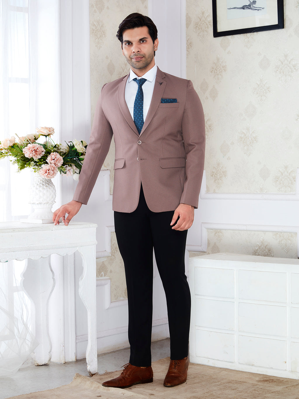 Men’s premium dark grey blazer slim fit formal jacket Raxon®