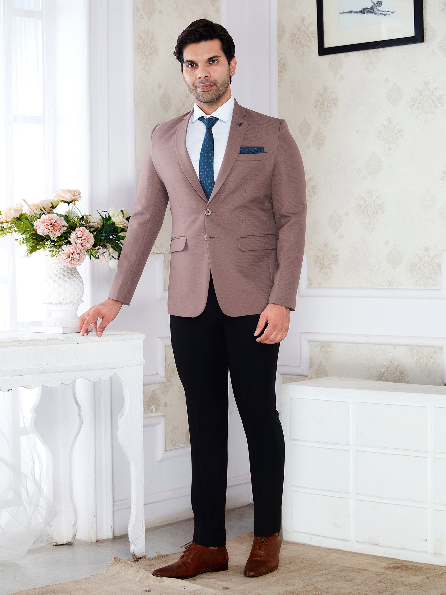 Men’s premium dark grey blazer slim fit formal jacket Raxon®