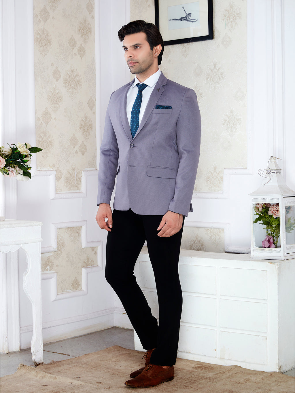 Men’s Premium Textured  Blazer – Regular Fit Formal Party Wear Coat