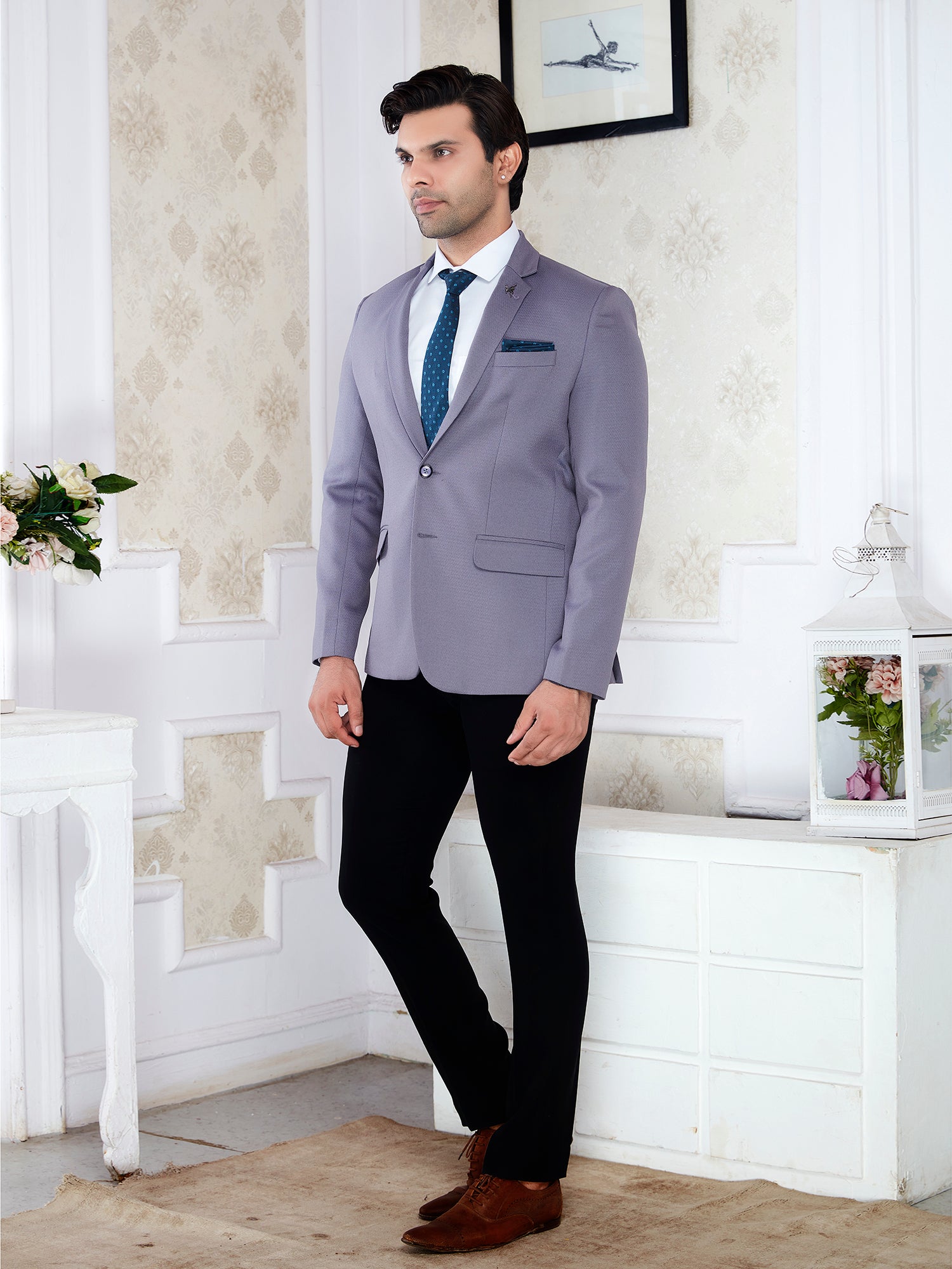 Men’s Premium Textured  Blazer – Regular Fit Formal Party Wear Coat