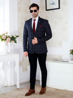 Men’s Premium Blue Check Blazer – Regular Fit Formal Party Wear Coat