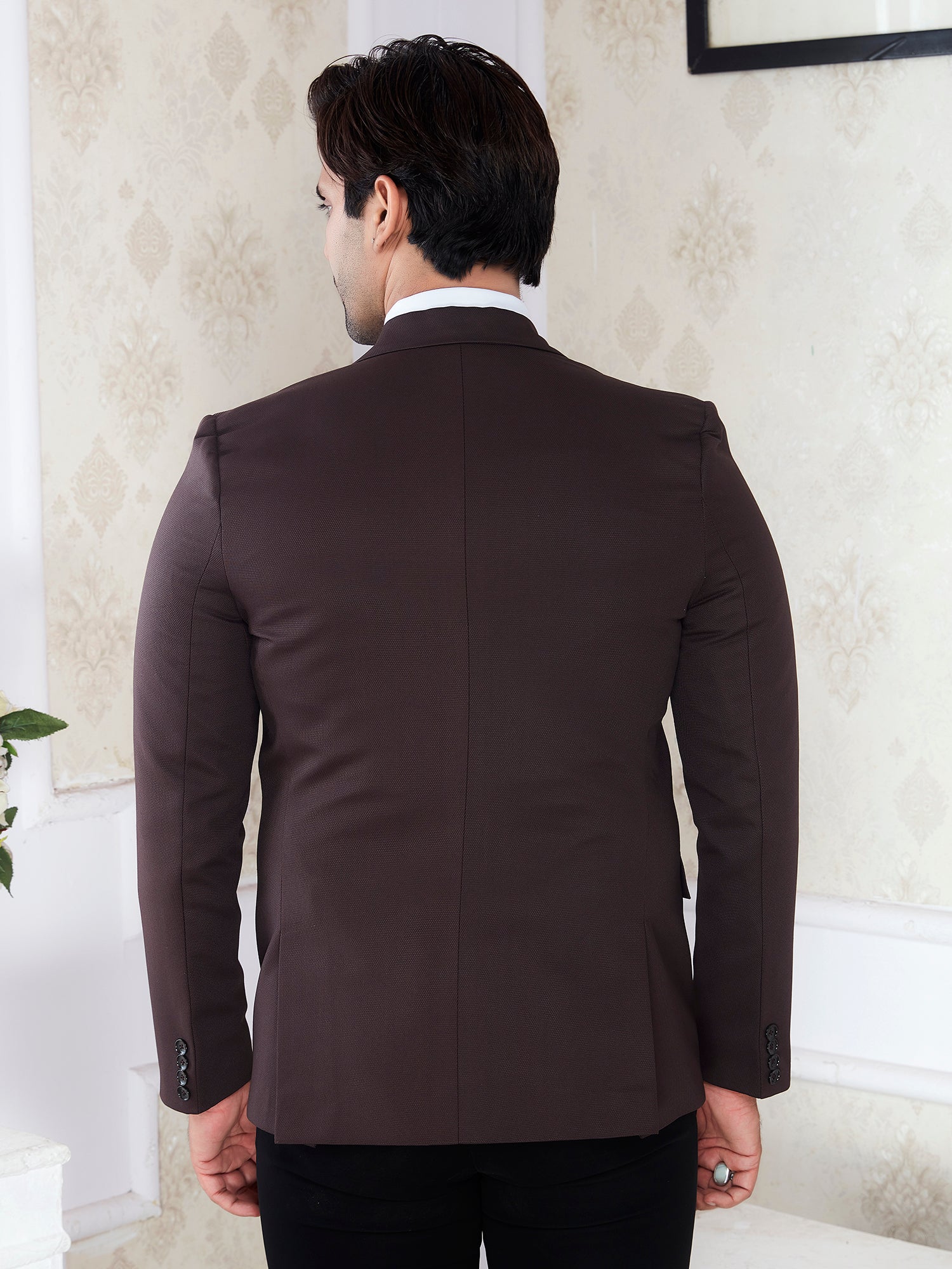 Men brown regular fit blazer