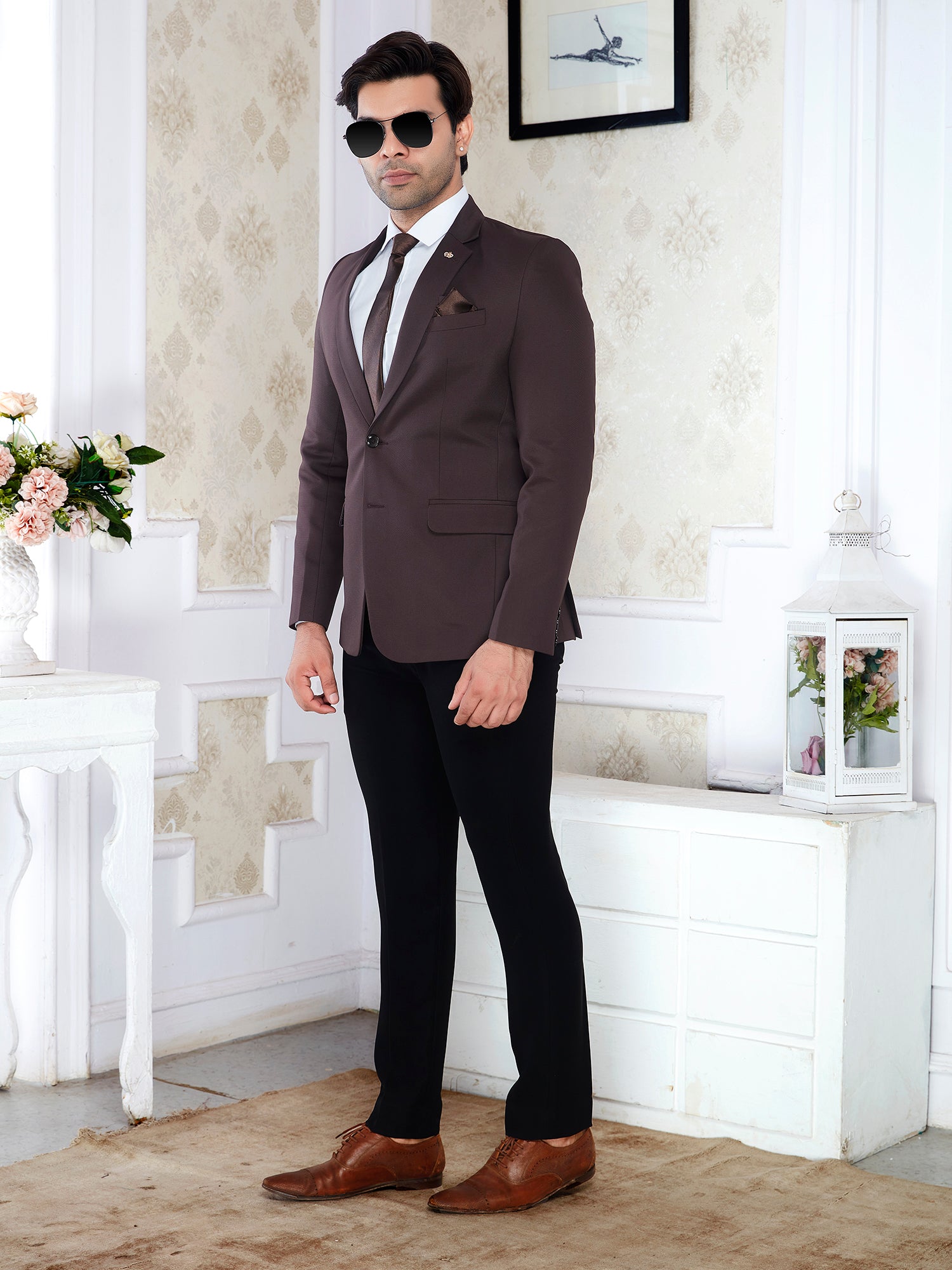 Men party wear brown blazer