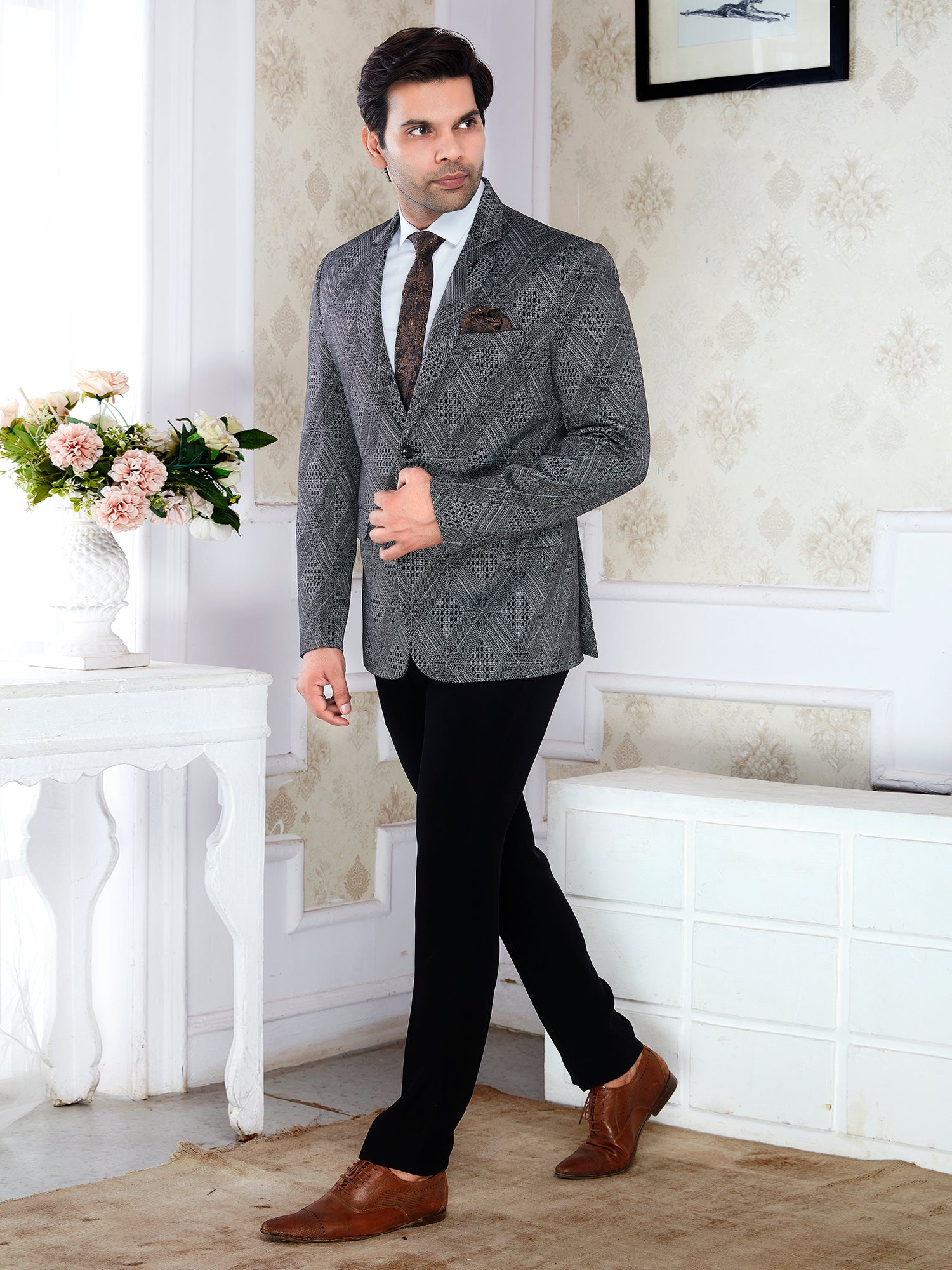 Men’s Premium Check Designer Pattern Blazer