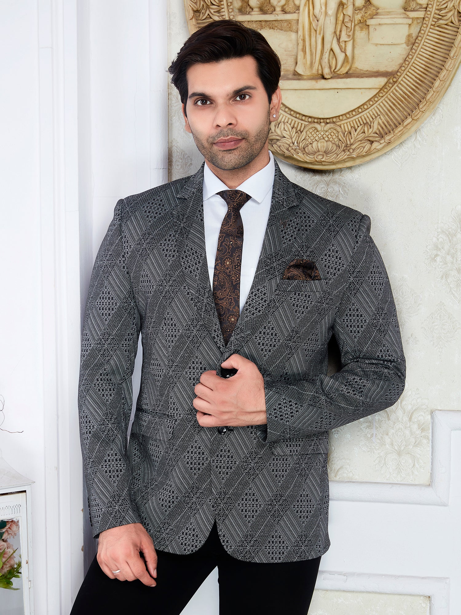 Men’s Premium Check Designer Pattern Blazer