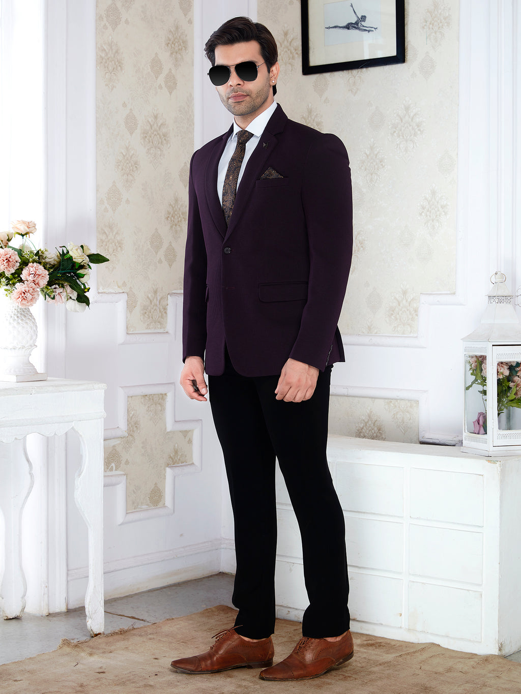 Raxon® Men’s Premium Wine Purple Blazer – Regular Fit