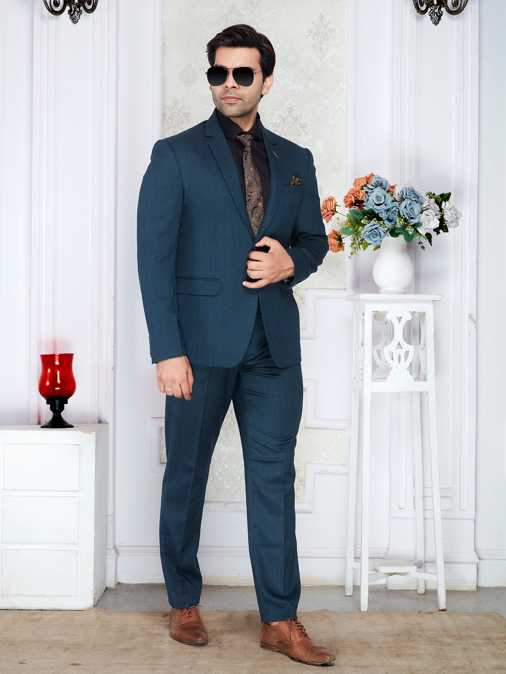 Regular fit blue blazer men
