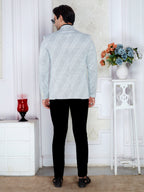 Men’s Premium Check Designer Pattern Blazer(Light Grey)