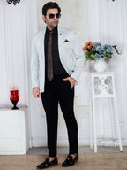 Men’s Premium Check Designer Pattern Blazer(Light Grey)