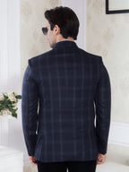 Raxon® Premium Navy Check Men’s Regular Fit Formal Blazer