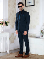 Teal Blue 2 Piece Suit for Men Regular Fit