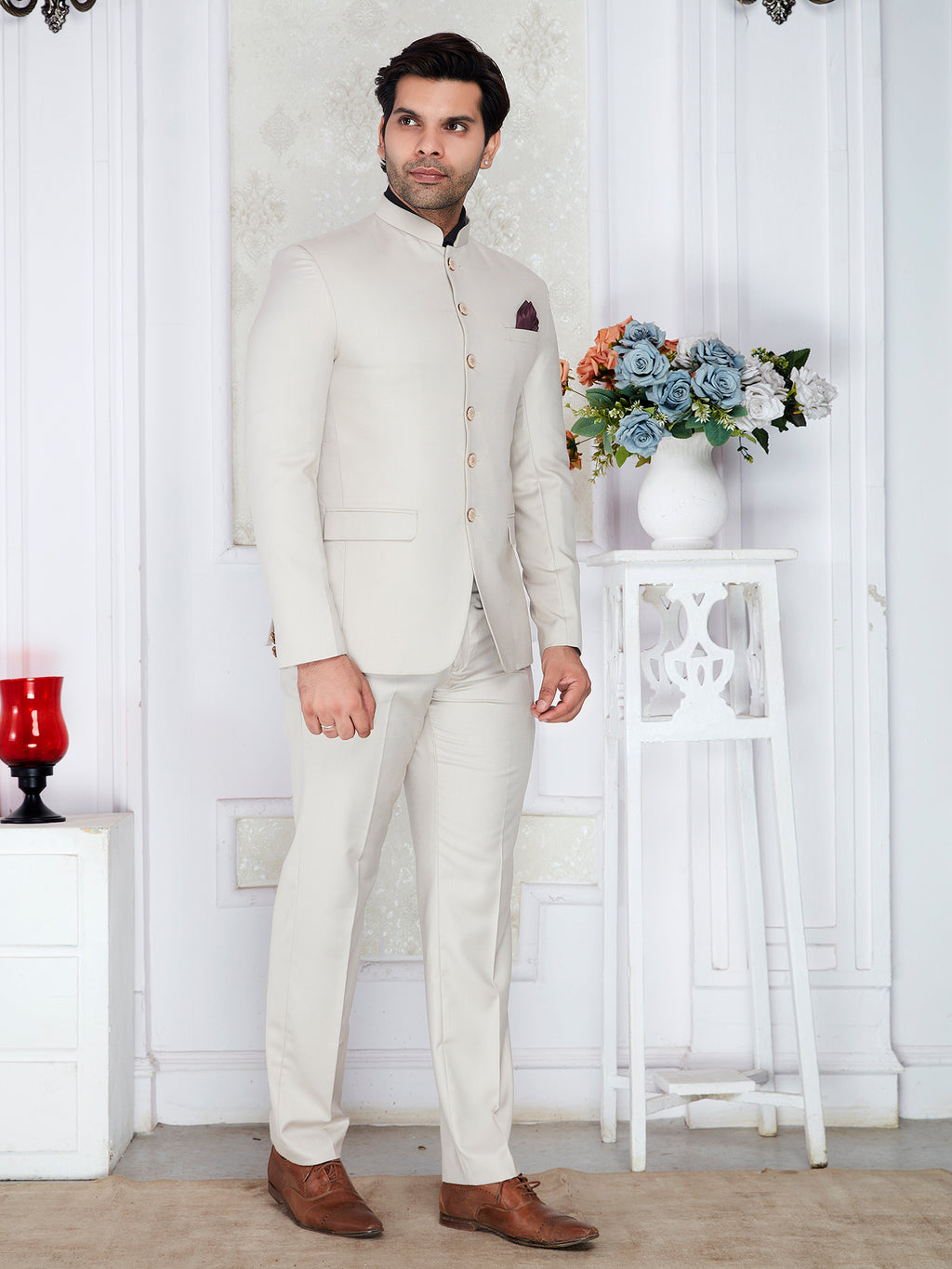 Off White Jodhpuri Suit