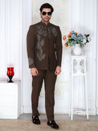 Brown Handwork Jodhpuri Suit