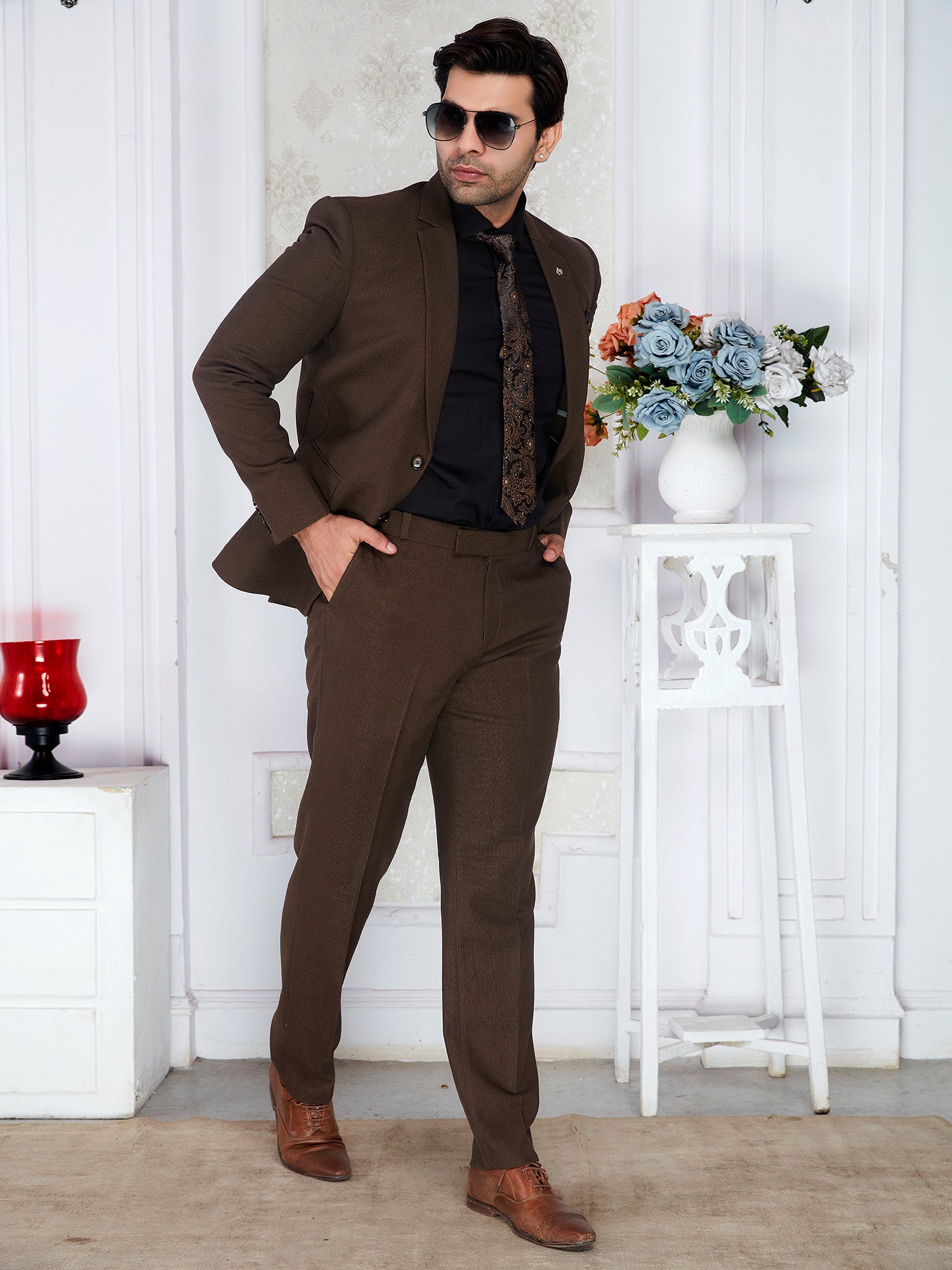 Formal blazer set men brown