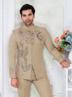 Raxon® beige handwork jodhpuri suit