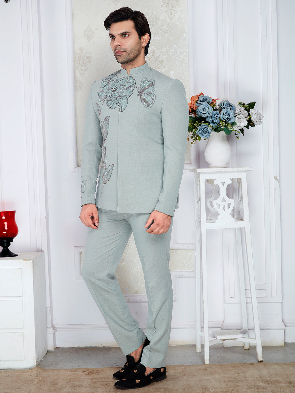 Designer jodhpuri mint suit